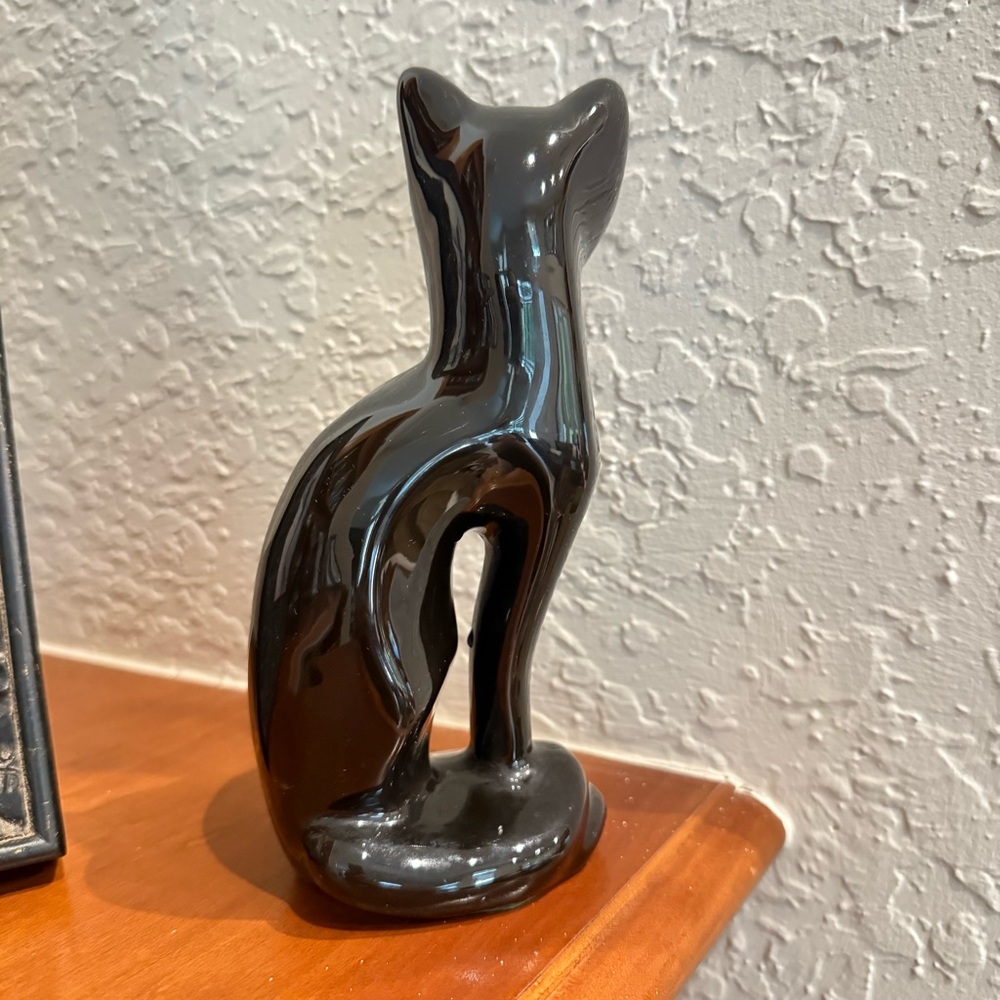 MCM Black Ceramic Cat Figurine - Picture 2 of 7